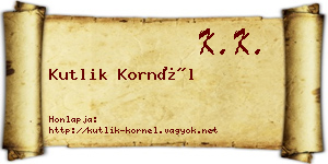 Kutlik Kornél névjegykártya